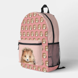 Cute Hedgehog Pink Printed Backpack