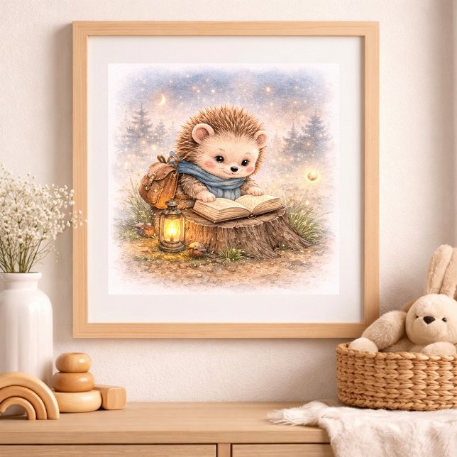 Cute Hedgehog Reading A Book Kids Nursery Poster (Creator Uploaded)