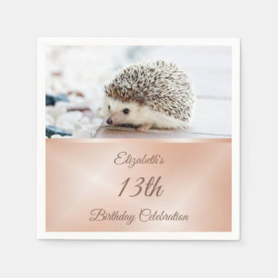 Cute Hedgehog Rose Gold   Custom Birthday Napkin