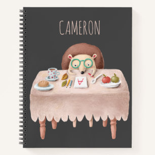 Cute Hedgehog School Homework Cartoon Personalized Notebook