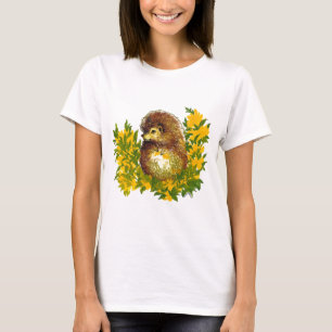 Cute Hedgehog Springtime Water Colour Designed T-Shirt