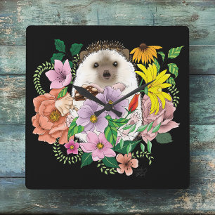 Cute Hedgehog Square Wall Clock