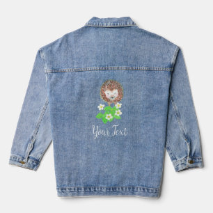 Cute Hedgehog & Strawberry Flowers Personalized Denim Jacket