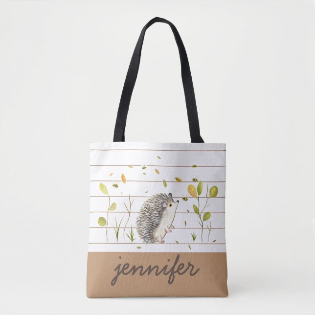 Cute Hedgehog Tote Bag (Front)