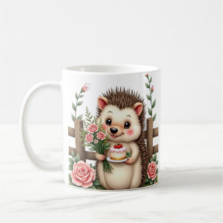 Cute Hedgehog Wedding Bouquet Bride Groom Gift Coffee Mug