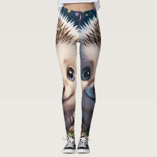 Cute Hedgehog with big blue eyes Leggings