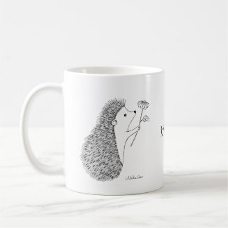 Cute hedgehog with Flower Ink drawing custom name