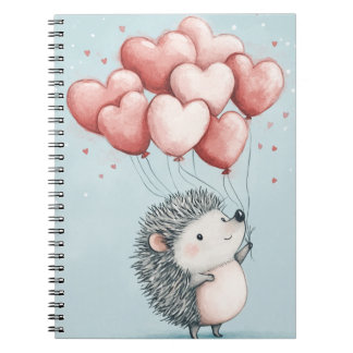 Cute Hedgehog with Heart Spiral Photo Notebook