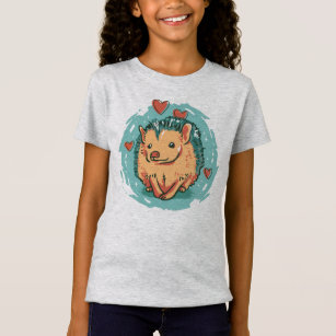 Cute Hedgehog with Hearts T-Shirt