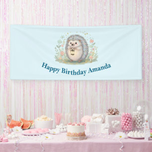 Cute Hedgehog with Lantern Birthday Banner