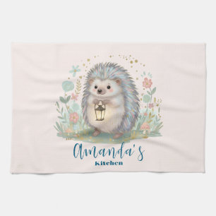 Cute Hedgehog with Lantern Kitchen Towel
