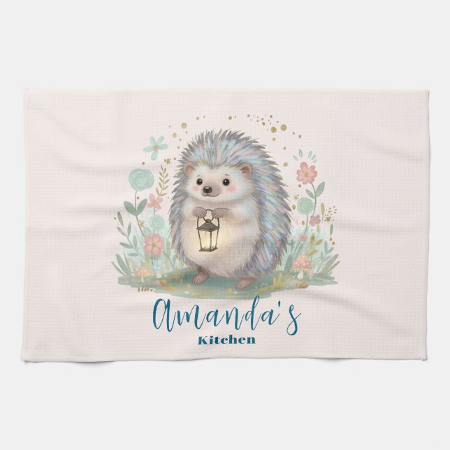 Cute Hedgehog with Lantern Kitchen Towel (Horizontal)