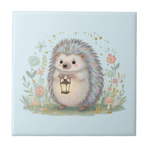 Cute Hedgehog with Lantern Tile