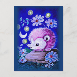 Cute Hedgehog With Moon Postcard