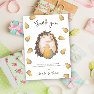 Cute hedgehog with pears - thank you card