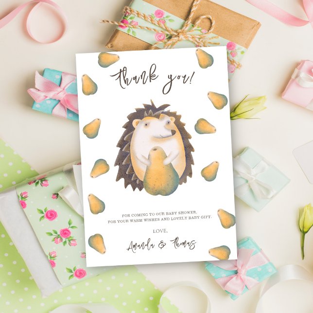 Cute hedgehog with pears - thank you card (Creator Uploaded)