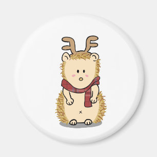 Cute Hedgehog with Reindeer Hair band Magnet