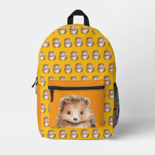Cute Hedgehog Yellow Orange Printed Backpack
