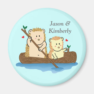 Cute Hedgehogs Boy and Girl Sailing Magnet