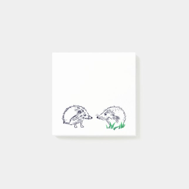 Cute Hedgehogs Drawing Post-it Notes (Front)