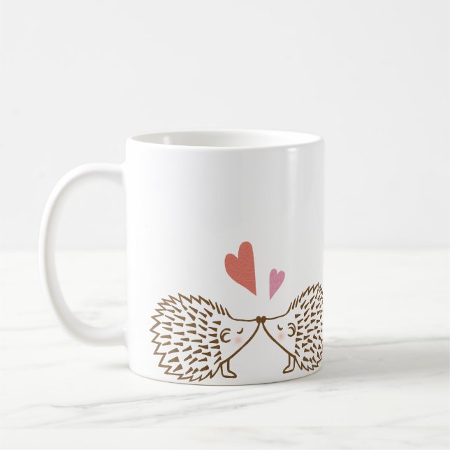 Cute Hedgehogs in Love Hedgehog Heart Mug For Her (Left)
