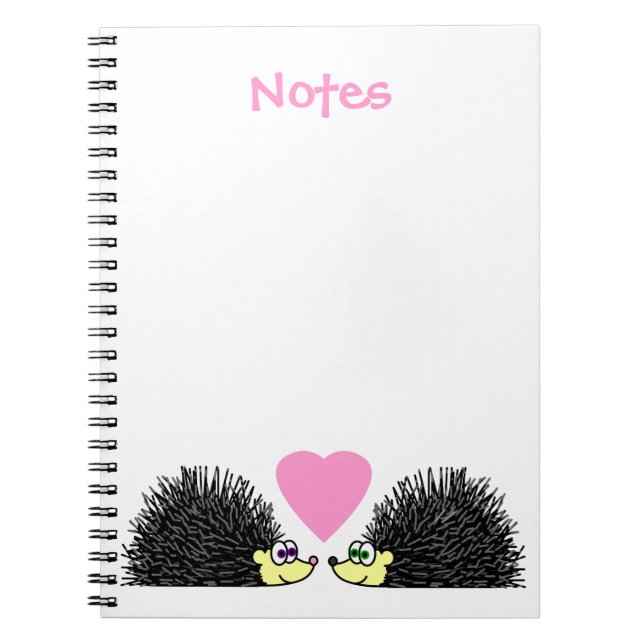 Cute Hedgehogs In Love Notebook (Front)