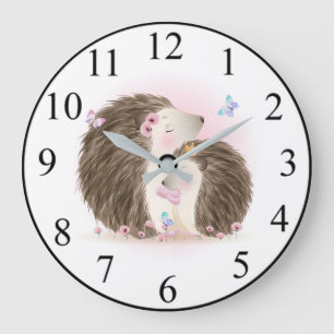 Cute Hedgehogs Large Clock