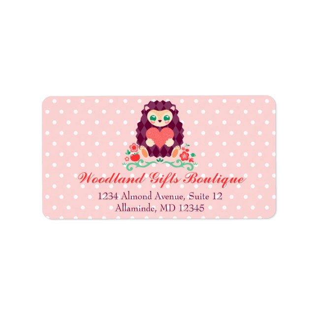 Cute Hedgie with Heart - Custom Address Labels (Front)
