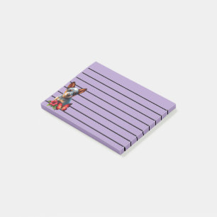 Cute Heeler Puppy With Butterfly and Flower  Post-it Notes