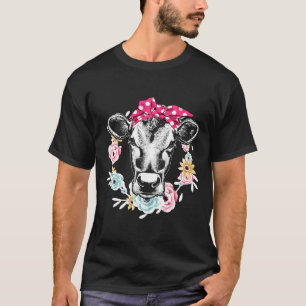 Cute Heifer Cattle Bandana Cow Head For Womens Pre T-Shirt