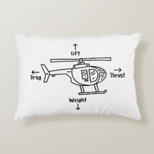 Cute Helicopter Four Forces Illustration Accent Pillow