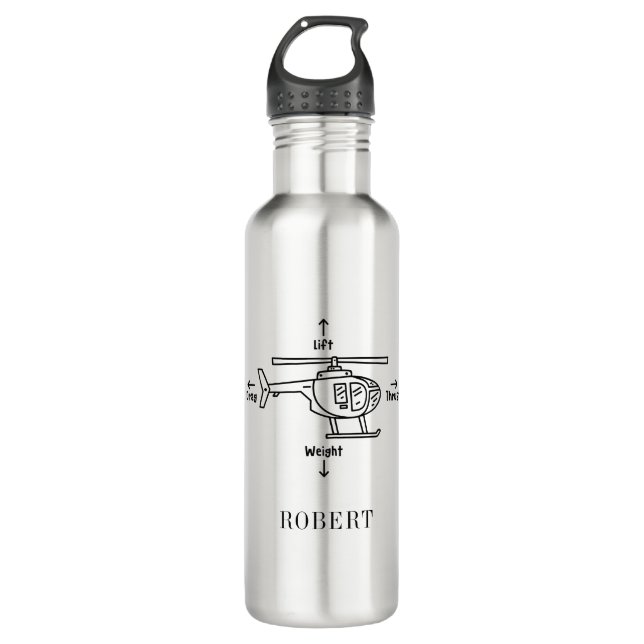 Cute Helicopter Four Forces Illustration Custom 710 Ml Water Bottle (Front)