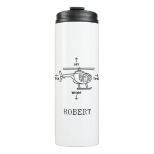 Cute Helicopter Four Forces Illustration Custom Thermal Tumbler