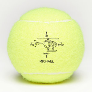 Cute Helicopter Illustration Personalized Tennis Balls