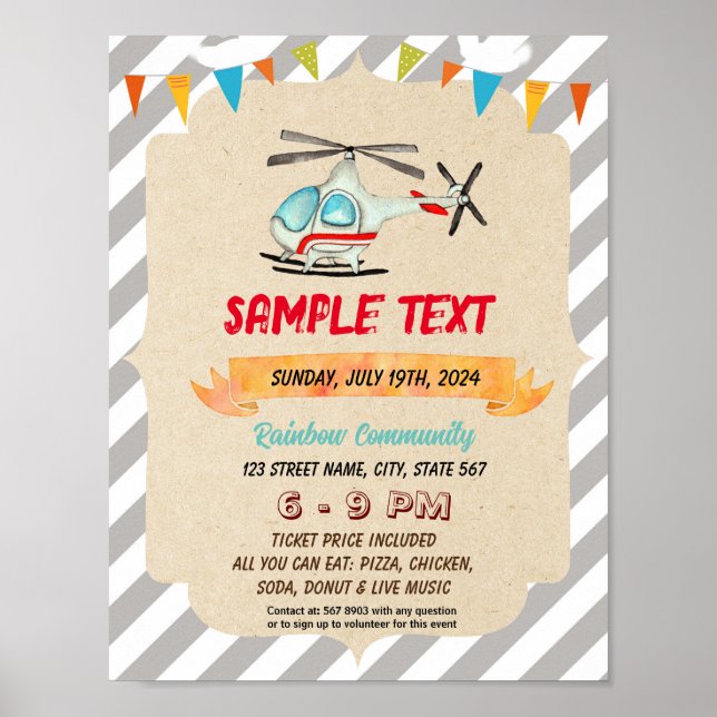 Cute Helicopter theme flyer Poster (Front)