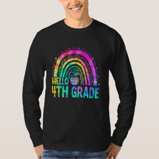Cute Hello 4th Grade Rainbow Tie Dye Back To Schoo T-Shirt