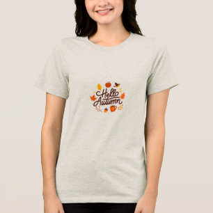 Cute Hello Autumn Floral Aesthetic Fall Season T-S Tri-Blend Shirt