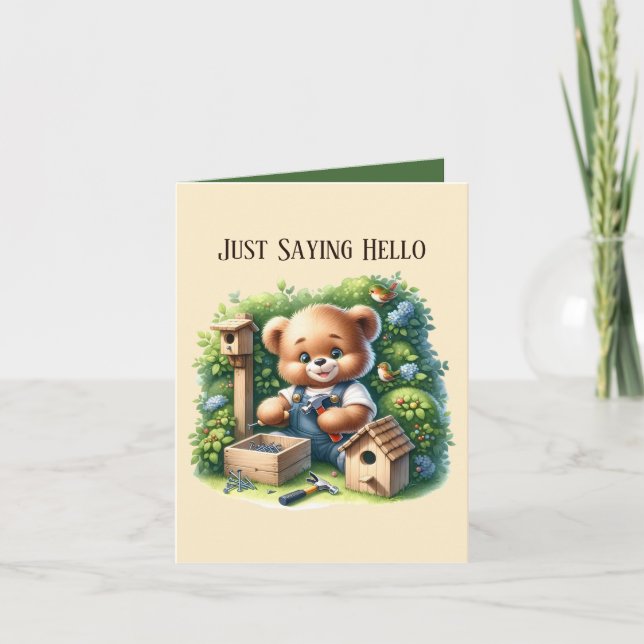 Cute hello bear add message card (Front)