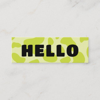 Cute HELLO Cow Print Black Sage and Lime Green Mini Business Card