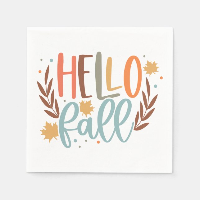 Cute Hello Fall  Napkin (Front)