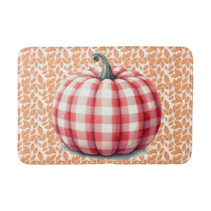 Cute hello fall plaid pumpkin bath mat