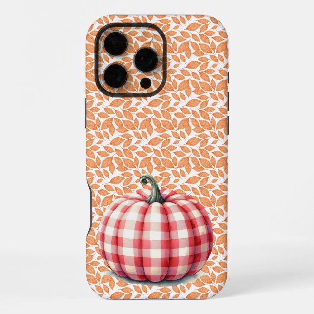 Cute hello fall plaid pumpkin iPhone case (Back)