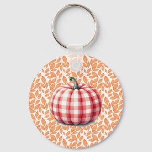 Cute hello fall plaid pumpkin keychain