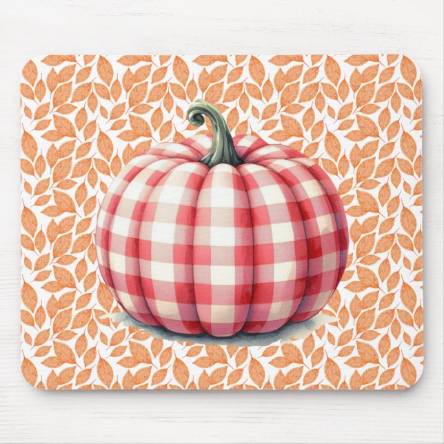 Cute hello fall plaid pumpkin mouse pad (Front)