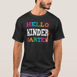 Cute Hello First Day Of Kindergarten Teacher Back T-Shirt