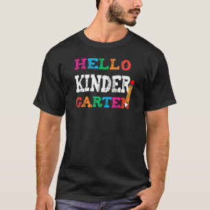 Cute Hello First Day Of Kindergarten Teacher Back T-Shirt
