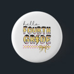 Cute Hello Fourth Grade Pencil Bow Back To School  2 Inch Round Button<br><div class="desc">Cute Hello Fourth Grade Pencil Bow Back To School Girls Kids</div>