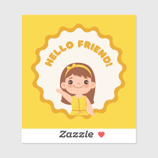 Cute Hello Friend Sticker – Smiling Kids Party Fav (Sheet)