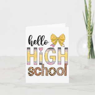 Cute Hello High School Animal Print Teacher Back T Card