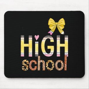 Cute Hello High School Animal Print Teacher Back T Mouse Pad